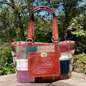 Coach Vintage 11358 Limited Edition Holiday Patchwork Bag with leather and suede